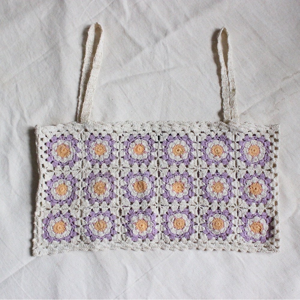 Zara Crochet Floral Crop Top (Size M- L) / Woven Hand Knit Tube Top